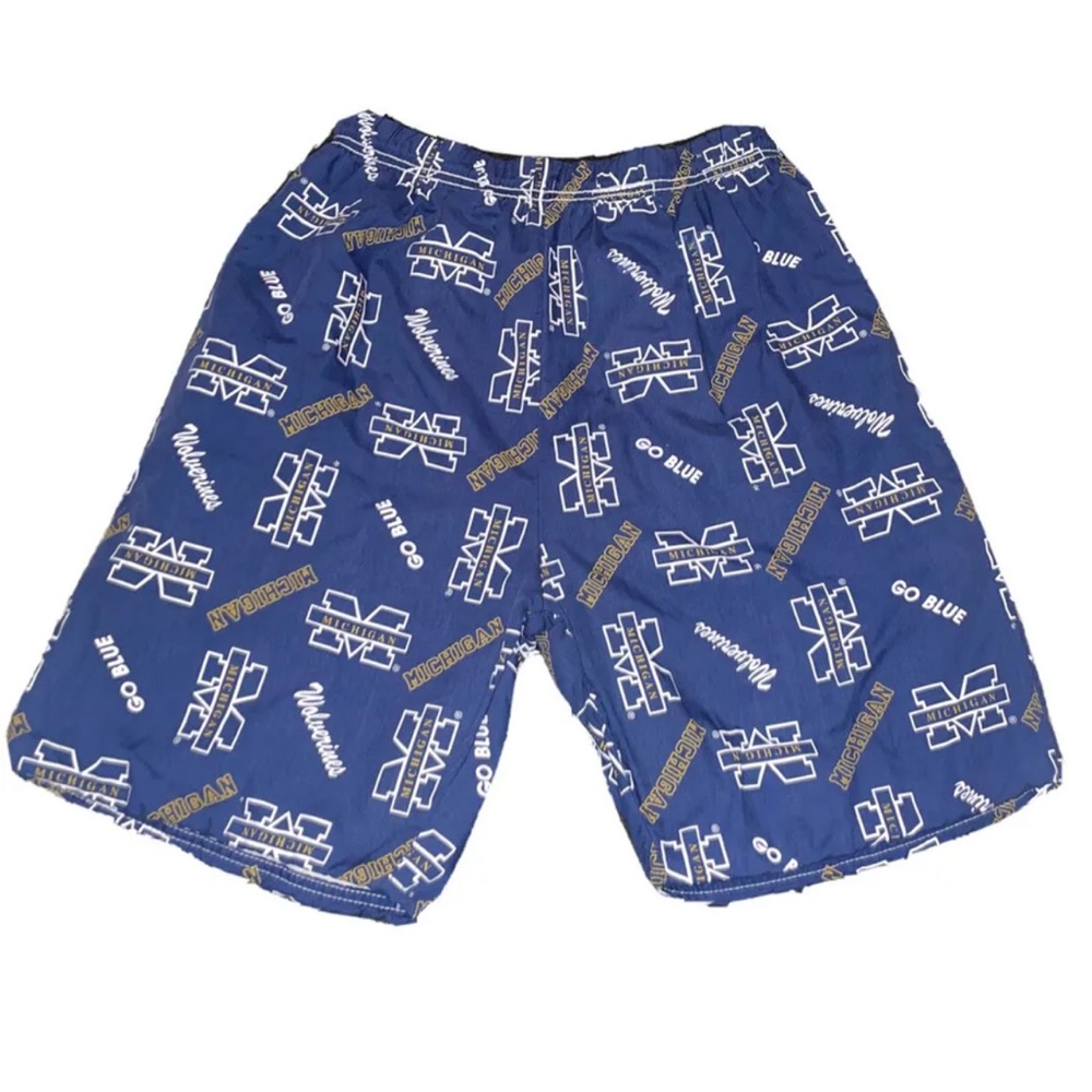 vintage men’s university of  michigan wolverines shorts reversible size large